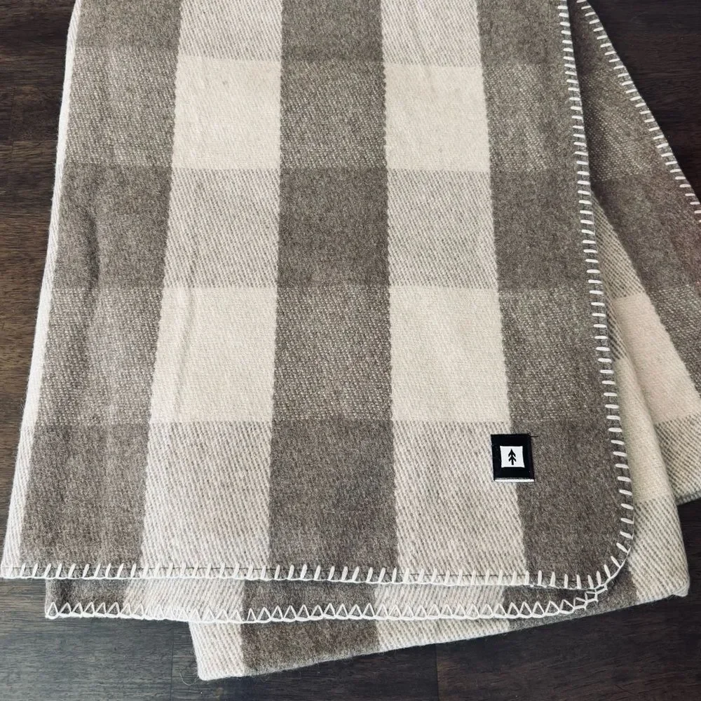 Ektos Wool Blanket Bedding Twin Brown Tan Plaid